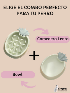 🐶 🍽️ SET Comedero Lento 🍍 + Bowl 🥤 De Piña Para Perro