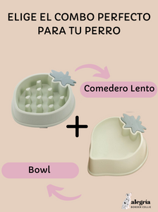 🐶 🍽️ SET Comedero Lento 🍓 + Bowl 🥤 de Fresa para Perro