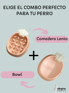 🐶 🍽️ SET Comedero Lento 🍍 + Bowl 🥤 De Piña Para Perro