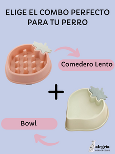 🐶 🍽️ SET Comedero Lento 🍓 + Bowl 🥤 de Fresa para Perro